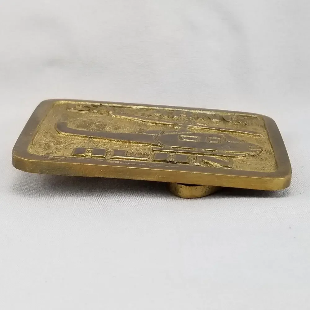 Vintage Belt Buckle Brass CA. Army National Guard ARNG Alan Helicopter‎ Chopper